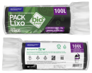 SACO DE LIXO BIOBAGS 100 LITROS PRETO (75X105 CM) - FARDO COM 10 ROLOS (15 UND POR ROLO)