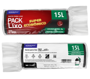 PACK LIXO SUPER ECONOMICO 15 LITROS PRETO FarDo com 20 rolos (40 UN por rolo) PACK LIXO SUPER ECONOMICO 15 LITROS PRETO FarDo com 20 rolos (40 UN por rolo)