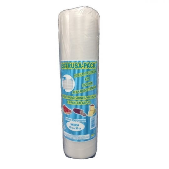 BOBINA PICOTADA FOLHA PEBD 25 X 35 FARDO COM 6 ROLOS (900 UN POR ROLO)