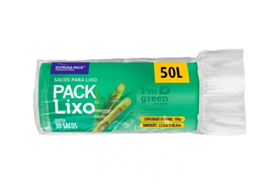 SACO DE LIXO IM GREEN 50 LITROS VERDE (63X80 CM) – FARDO COM 10 ROLOS (30 UND POR ROLO)