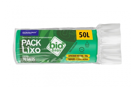 SACO DE LIXO BIOBAGS 50 LITROS VERDE (63X80 CM) - FARDO COM 10 ROLOS (30 UND POR ROLO)