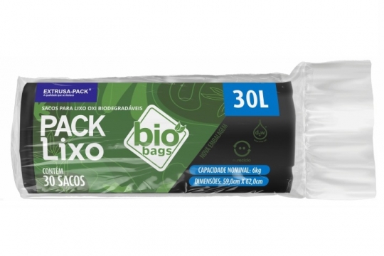 SACO DE LIXO BIOBAGS 30 LITROS PRETO (59X62 CM) - FARDO COM 10 ROLOS (30 UND POR ROLO)