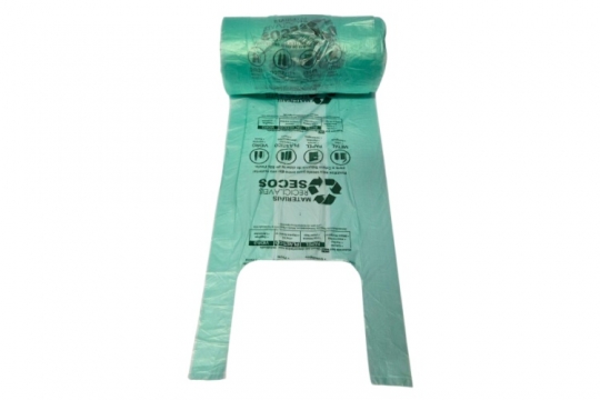 SACOLA EM ROLO 35 X 45 MOD. PREFEITURA SP VERDE - CAIXA COM 09 ROLOS (250 UND POR ROLO)