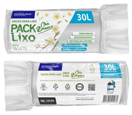 PACK LIXO BIO CHA BRANCO 030 LITROS 59X62 FD 20X30 UN
