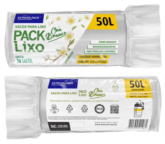 PACK LIXO BIO CHA BRANCO 050 LITROS 63X80 FD 20X30 UN